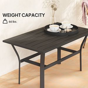 Tavolino da Caffè Rettangolare in Metallo Nero per Esterni con Piano a Doghe, Resistente alle Intemperie, per Giardino - Product Image 6