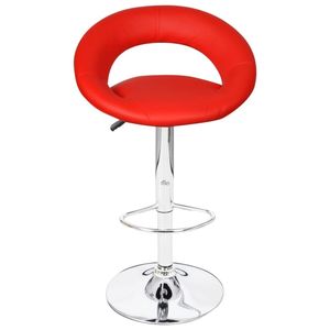 Set of 2 Red Faux Leather Bar <b>Stools</b> with <b>Adjustable</b> Iron Footrest - Product Image 4