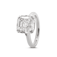 Bague solitaire de luxe en or blanc massif 14 carats avec diamant de laboratoire 5 carats, taille Asscher antique, double griffe, cadeau pour fiançailles