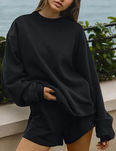 Conjunto de Ropa Holgada de Dos Piezas para Mujer, Sudadera y Pantalones Cortos, Precios Competitivos, Conjunto Deportivo de Dos Piezas - Product Image 4