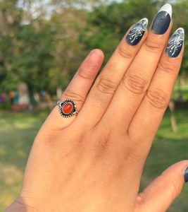 Anillo Boho de Latón con Cornalina Natural, Chapado en Plata 925, Anillo Hecho a Mano con Gema Delicada - Product Image 4