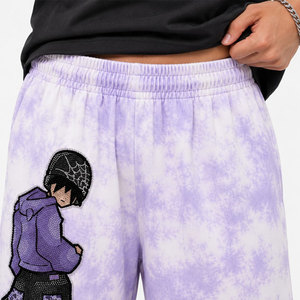 Pantalones Cortos Bermuda para Hombre, Color Morado, con Estampado de Personajes de Dibujos Animados, Cintura Elástica, Estilo Casual Urbano, Tejido de Punto Transpirable - Product Image 5