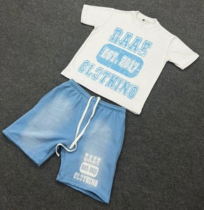Conjunto de Verano de 2 Piezas de Alta Calidad, Hecho a Medida, con Estampado, Diseño Moderno, Algodón Deslavado, Unisex, Pantalones Cortos y Camiseta - Product Image 1