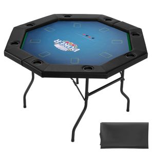 Tavolo da Poker Pieghevole per 8 Giocatori, Ottagonale da 48 Pollici, Portatile per Giochi e Svago, con Bordi Imbottiti e Portabicchieri - Product Image 1