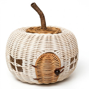 Small playhouse kid indoor toy colored rattan pumpkin shape house low cost toddler play houses - Product Image 2