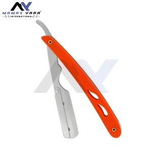 Navaja de Afeitar Profesional de Alta Calidad con Bloqueo Giratorio, Hoja de Acero Inoxidable de un Solo Filo, Mango de Plástico Rojo y Plateado, No Desechable, para Afeitar la Cara - Product Image 4