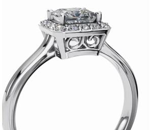 Anillo de Diamante Cultivado en Laboratorio Maries Princess Halo en Oro de 9kt, 14kt o 18kt con 0.87 Quilates, 17 Piedras de Corte Cuadrado, Joyería Sostenible - Product Image 3