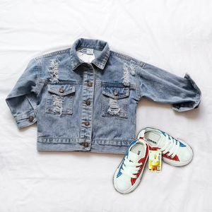 2026 New Style Girls Crop Kids Toddler Denim <b>Jacket</b> - Product Image 1