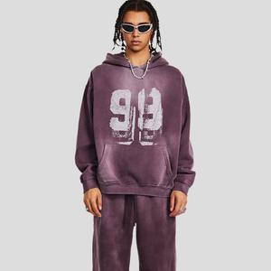 Sweat à capuche en molleton de coton 330G pour homme, doux et confortable, style rétro graffiti, motif uni, coupe classique, tendance streetwear automne/hiver - Product Image 4