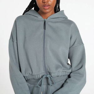 Nueva Sudadera con Capucha Bordada para Mujer 2026, Estilo Urbano, Felpa Francesa, Corte Recortado, 420 GSM, Sudadera Corta de Gran Gramaje - Product Image 5