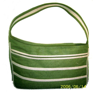 Lowelcraft Green Striped Jute Tote Bag Single Strap Casual Reusable Women's Handbag Open <b>Top</b> Daily Use <b>Easter</b> 2-2.9L Capacity - Product Image 3