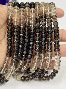 ลูกปัดพลอยธรรมชาติ เกรด AAA ควอตซ์สโมคกี้สีชาธรรมชาติ ลูกปัดทรงรอนเดลเหลี่ยมเพชรพลอย ขนาด 8 มม. ความยาว 8 นิ้ว - Product Image 5