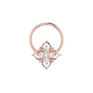 AJRETAIL 0.03 Carat Brillant Couleur HI Or 14K Fleur Ethnique Diamant Clou de Nez Pureté VS-SI Bijou de Piercing Fin - Product Image 2
