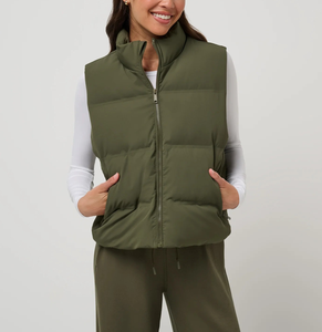 Chaleco Acolchado Cortavientos para Mujer, Chaleco de Plumón sin Mangas con Capucha, Chaleco Acolchado para Mujer, Venta al por Mayor Directa de Fábrica OEM, Logotipo Personalizado - Product Image 1