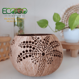 Best Seller ECO2GO VIETNAM Eco-Friendly Coconut Shell Bowls Tea <b>Light</b> Holder Handmade Letterpress Printing High Quality Cheap - Product Image 1