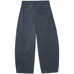 Pantalones de mujer Master Textile, teñidos con hilo, de cintura media, pierna ancha y pliegues delanteros. - Product Image 3