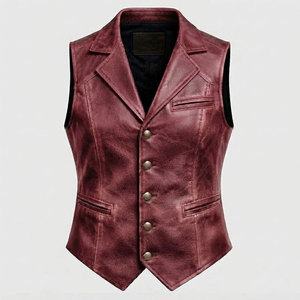 Hot Selling Apparel Clothing <b>Men</b> Fashion Leather <b>Vest</b> Outdoor Wear Low Moq Fashion Leather <b>Vest</b> - Product Image 1