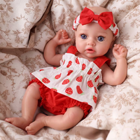 Poupée Bébé en Silicone Corps Entier Babeside Dolly 12 Pouces, Fille, Fonction Boire et Mouiller, Tenue Fraise Réaliste