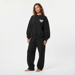 Conjunto de Sudadera y Pantalón Jogger Oversize de Algodón con Hombros Caídos y Cuello Redondo para Mujer, Venta al por Mayor, Estilo Casual Urbano - Product Image 4