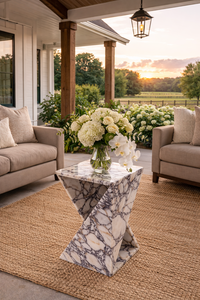 Table d'appoint en marbre naturel de luxe, table à piétement géométrique, table d'appoint moderne en marbre pour salon - Product Image 2