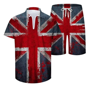 ชุดเสื้อโปโลลำลองผู้ชาย ชุดวอร์มแบบกำหนดเอง เสื้อยืดและกางเกงขาสั้นผู้ชายพร้อมซิป - Product Image 3