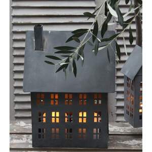 Lanterne décorative moderne en métal de style nordique, gris vintage, pour bougies chauffe-plat, idéale pour la maison, le jardin et la décoration de table - Product Image 1