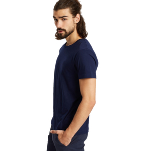 Camiseta de Manga Corta para Hombre, Cuello Redondo, Color Azul Marino, Corte Regular, Algodón, Estilo Casual, Tejido Liso, Transpirable, Ropa Urbana - Product Image 2