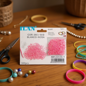 Ilan Goma Manualidades Elastico Intrecciato Bianco e Rosa Caldo 300 Pezzi per Creazione di Gioielli e Artigianato - Product Image 3