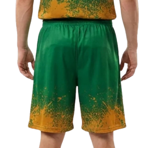 Conjunto de Uniforme de Baloncesto Personalizado para Hombre, Verde y Dorado, Jersey sin Mangas con Cuello en V, Pantalones Cortos con Estampado Splatter, Números de Equipo, Venta al Por Mayor - Product Image 6