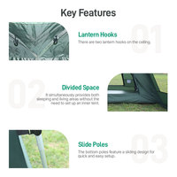 Tente familiale SUNREX 340 pour 3-4 personnes, camping en plein air, lit, une chambre, salon, renforcée en fibre de verre, quatre saisons, pliable, rapide à monter