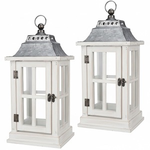 Lanterne en bois massif blanc de qualité supérieure avec dessus en métal et verre, porte-bougie décoratif suspendu ou à poser pour la décoration intérieure. - Product Image 5