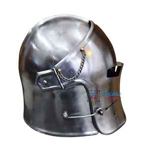 Casco Barbuta Redondo Medieval Moderno de Alta Calidad, Acero Suave Plateado, con Visera, Hecho a Mano, Regalo de Navidad para Guerrero - Product Image 3
