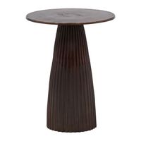 Runder Gerillter Beistelltisch mit Säulenform und Aluminiumguss-Textur für Wohnzimmer Minimalistischer Metall-Akzent