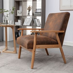 Fauteuil classique de style Mid-Century Modern, 25,38 pouces de large, marron clair, pour salon - Product Image 6