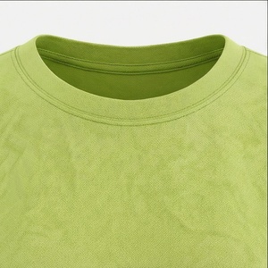 Conjunto de 2 Piezas para Mujer, Tejido, Verde Sólido, Cuello Redondo, Manga Corta, Corte Holgado, Casual, Por Encima de la Rodilla, Transpirable, Uso Diario - Product Image 4
