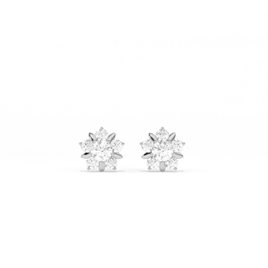 Aarinya Boucles d'oreilles clous en or 9K certifiées IGI, motif floral, diamant, style Centurion, minimalistes, avec pétales sertis, pour femme, cadeau, fête - Product Image 3
