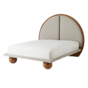Mobilier de chambre à coucher à la française Lit King Size d'hôtel avec cadre en bois Tissu Maison Lit en bois avec pieds ronds de la plus haute qualité - Product Image 2