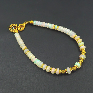 HAYAAT GEMS Rainbow Multi <b>Fire</b> Opal Roundel Beads Gemtone Imitation Pearl Romantic Unisex Bracelet Gift - Product Image 1