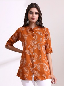 Proveedor de India: Blusa Elegante con Estampado Floral, Estilo Camisero, para Mujer, Moda de Verano o Estilo Urbano, Disponible para Suministro Mundial - Product Image 5