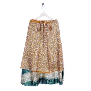 กระโปรงผ้าไหมแบบกลับด้านได้สำหรับผู้หญิงชุดปาร์ตี้สไตล์วินเทจขนนกมิดิคู่สไตล์โบฮีเมียนมหัศจรรย์เป็นมิตรต่อสิ่งแวดล้อม - Product Image 5