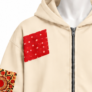 Karem Tapestry Patchwork Zip Up Hoodie Oversized Full <b>Zipper</b> <b>Sweatshirt</b> Printed Patch Design Casual Streetwear Hooded Ja - Product Image 5