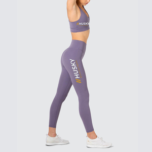 Ensemble de sport côtelé HUSKY pour femme : Soutien-gorge de sport et leggings bleus sans coutures, respirants, dos nageur, col rond, maintien élevé, extensibilité quadridirectionnelle - Product Image 4