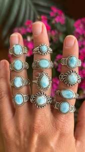 Larimar <b>Silver</b> Ring 925 Sterling <b>Silver</b> Ring <b>Solid</b> 925 Sterling <b>Silver</b> - Product Image 2