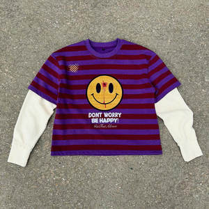 Men Customized Screen Printed Heavy Weight Cotton Striped <b>Tshirts</b> Loose Fit Men Waffle Knit Double Layer Long Sleeve t Shirt - Product Image 1