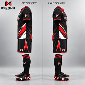 ชุดฟุตบอลยูนิเซ็กซ์ IRON MARK INDUSTRY คอวี แขนสั้น พิมพ์ลายแบบ Sublimation ระบายอากาศได้ดี ผลิตจากโพลีเอสเตอร์ สำหรับผู้ใหญ่ ปรับแต่งชื่อทีมด้านหน้าได้ - Product Image 5