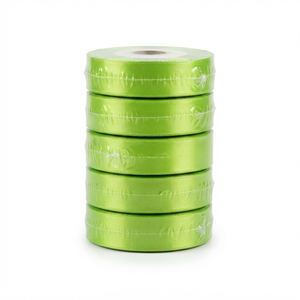 25mm Lime Green Single Face Satin Ribbon Manufacturer 5 Rolls x 8 Meter for Spring Window Displays Easter Event Decor <b>Bows</b> - Product Image 3