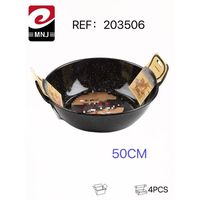 Wajan Penggorengan Besi Cor Berlapis Enamel Porselen 50cm, Gagang Paduan Seng, Peralatan Masak Tahan Lama, Desain Klasik, Cuci Tangan Saja
