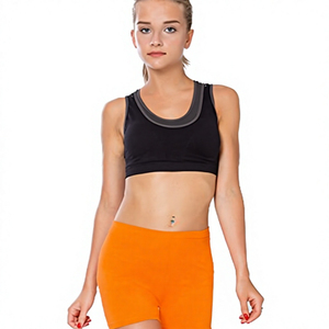 กางเกงขาสั้นกีฬาผู้หญิงสีส้มล้วน ผ้าหนังถัก เอวยางยืด ทรงบาน ระบายอากาศได้ดี ทรงปกติ ย้อมสีเรียบ - Product Image 3