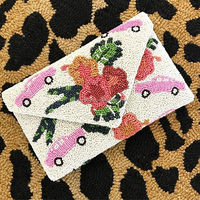 Mini sac à main/portefeuille bohème classique fait main pour femme, sac à accessoires pour pièces de monnaie, avec bandoulière en perles de rocaille, personnalisable