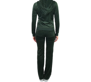 Survêtement à capuche léger et respirant vert foncé pour femme, manches longues, poches latérales, coupe classique, tenue décontractée d'automne 2 en 1 - Product Image 2